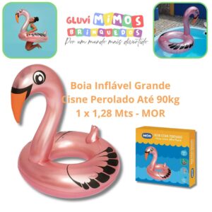 Boia Inflável Grande Cisne Perolado Até 90kg 1 x 1,28 Mts - MOR