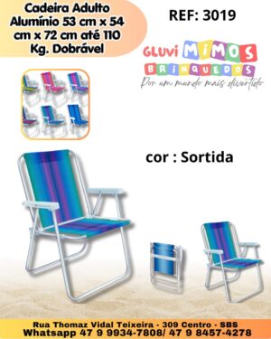 Cadeira Alta Alumínio 53 cm x 54 cm x 72 cm até 110 Kg. Dobrável