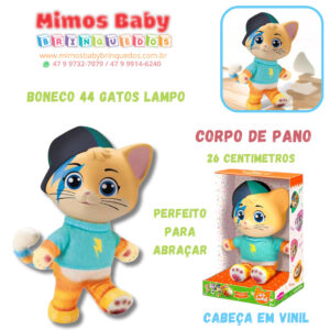Boneco 44 Gatos Lampo Bambola Corpo de Pano Cabeça em Vinil 26 Centimetros
