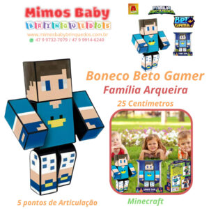 Boneco Beto Gamer Família Arqueira  25 Centimetros Algazarra - Algazarra - 5 pontos de Articulação