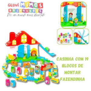 Casinha com 19 Blocos De Montar - Coleção Baby Land - Molto Blocks - Fazendinha