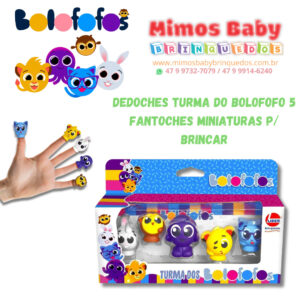 Dedoches Turma Do bolofofo 5 Fantoches Miniaturas P/ Brincar