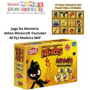 Jogo Da Memória  Athos Minecraft Youtuber  40 Pçs Madeira Mdf