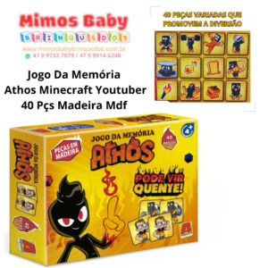 Jogo Da Memória  Athos Minecraft Youtuber  40 Pçs Madeira Mdf