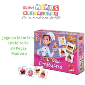Jogo da Memória  Confeitaria  24 Peças  Madeira