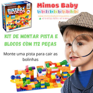KIT DE MONTAR PISTA E BLOCOS COM 172 PEÇAS - PAKI TOYS