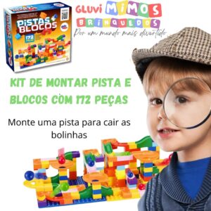 KIT DE MONTAR PISTA E BLOCOS COM 172 PEÇAS - PAKI TOYS
