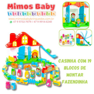 Casinha com 19 Blocos De Montar - Coleção Baby Land - Molto Blocks - Fazendinha