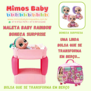 Maleta Baby Rainbow Boneca Surprise Berço