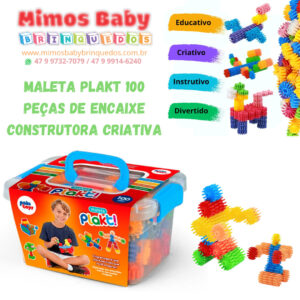 Maleta Plakt 100 Peças de Encaixe Construtora Criativa
