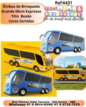 Ônibus de Brinquedo Grande 60cm Expresso Tilin  Busão