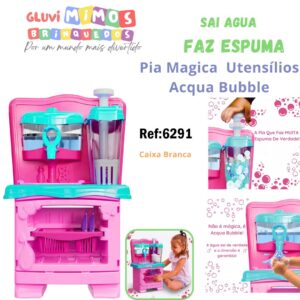 Pia De Brinquedo Infantil Espuma Utensilios Cardoso Toys - Acqua Bubble - Caixa Branca
