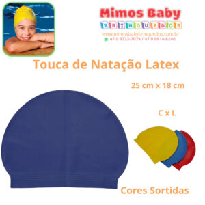 Touca de Natação Latex 25 cm x 18 cm  Cores Sortidas
