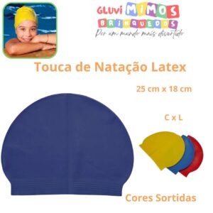 Touca de Natação Latex 25 cm x 18 cm  Cores Sortidas