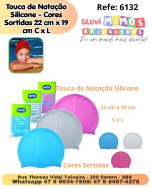 Touca de Natação Silicone - Cores Sortidas 22 cm x 19 cm C x L