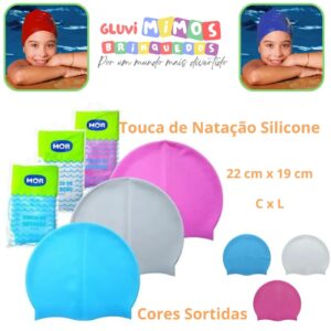 Touca de Natação Silicone - Cores Sortidas 22 cm x 19 cm C x L