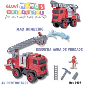 Max Bombeiro esguicha agua de verdade 40 Centimetros