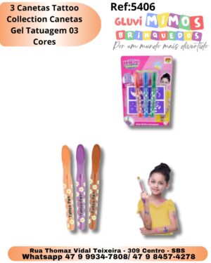 3 Canetas Tattoo Collection Canetas Gel Tatuagem 03 Cores