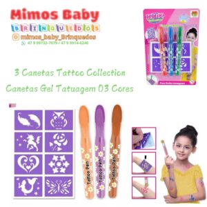 3 Canetas Tattoo Collection Canetas Gel Tatuagem 03 Cores
