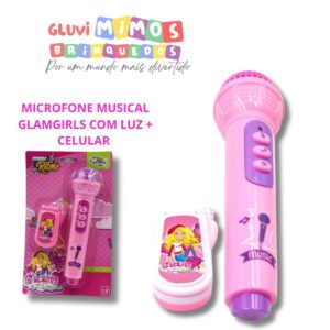 MICROFONE MUSICAL INFANTIL MEU RITMO GLAMGIRLS COM LUZ + CELULAR A PILHA