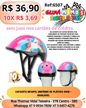 Capacete de Proteção Infantil 54 cm Unicornio