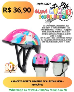 Capacete de Proteção Infantil 54 cm Unicornio