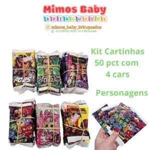 Kit Cartinhas 50 pct com  4 cars Personagens