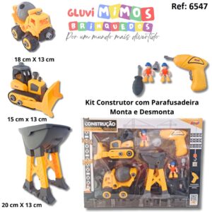 Kit Construtor com Parafusadeira  Monta e Desmonta