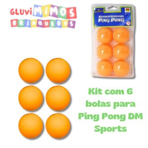 Kit com 6 bolas para Ping Pong DM Sports