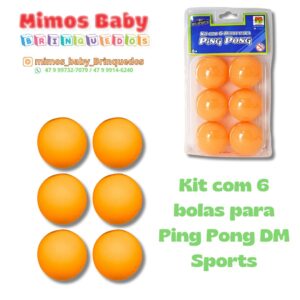 Kit com 6 bolas para Ping Pong DM Sports