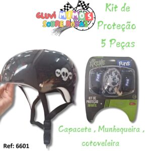 Kit de Proteção  5 Peças Capacete , Munhequeira , cotoveleira