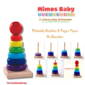 Pirâmide Madeira 8 Peças Torre De Encaixe