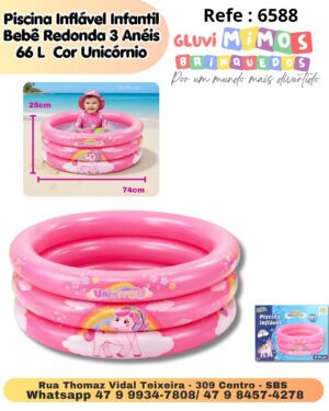 Piscina Inflável Unicórnio  66 Litros 74 Centimetros