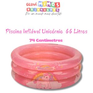 Piscina Inflável Unicórnio  66 Litros 74 Centimetros