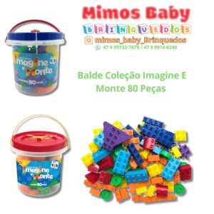 Balde Coleção Imagine E Monte 80 Peças - Peças Pequenas