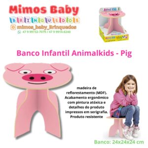 Banco Infantil Animalkids - Pig