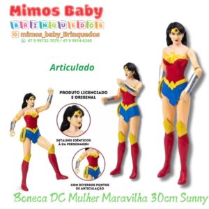 Boneco DC Wonder Woman 30cm Sunny -  Articulado - Mulher Maravilha