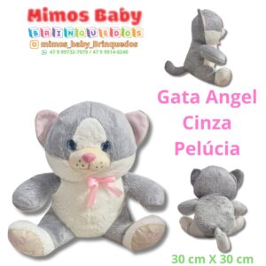 Gata Angel Cinza Pelúcia 30 cm X 30 cm