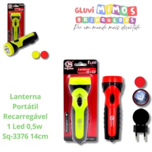 Lanterna Portátil Recarregável 1 Led 0,5w Sq-3376 14cm