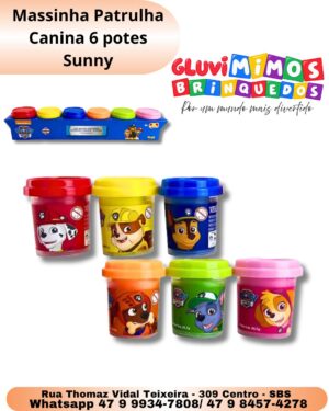 Massinha Patrulha Canina 6 potes Sunny