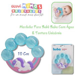 Mordedor Para Bebê Buba Com Água E Textura Unicórnio