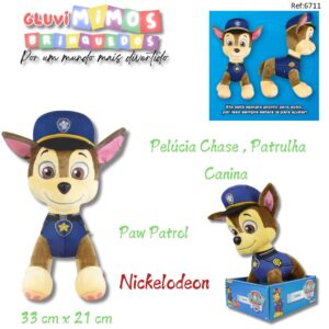 Pelúcia Chase , Patrulha Canina 33 cm x 21 cm Paw Patrol
