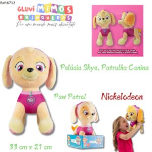 Pelúcia Skye, Patrulha Canina 33 cm x 21 cm Paw Patrol