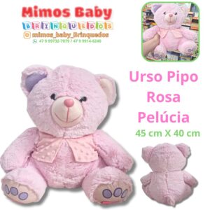 Urso Pipo Rosa Pelúcia 45 cm X 40 cm