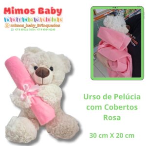 Urso de Pelúcia com Cobertos Rosa 30 cm X 20 cm
