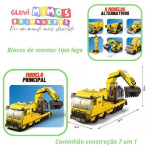 Blocos de montar tipo lego Caminhão construção 7 em 1