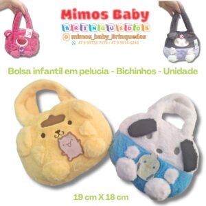 Bolsa infantil em pelúcia - Bichinhos - Unidade