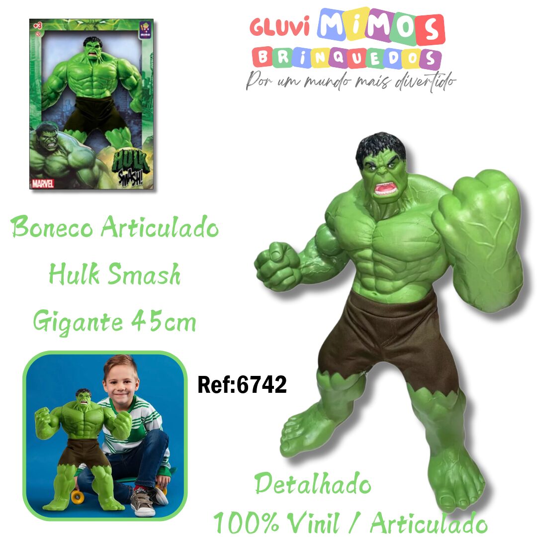 Boneco Articulado Hulk Smash Gigante 45cm – Articulado – Detalhado ...