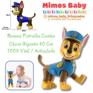 Boneco Patrulha Canina Chase Gigante 40 Cm 100% Vinil / Articulado