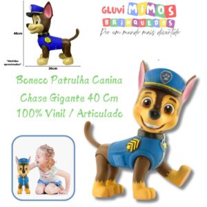 Boneco Patrulha Canina Chase Gigante 40 Cm 100% Vinil / Articulado